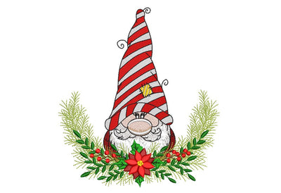 Christmas Gnome Embroidery Design, Wreath Embroidery File, Poinsettia Embroidery Design, 4 sizes, Instant Download Embroidery/Applique DESIGNS Nino Nadaraia 