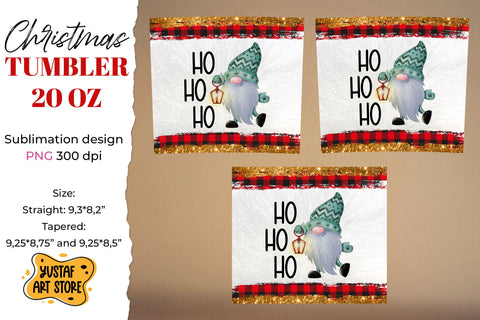 Christmas gnome "Ho ho ho" tumbler 20 oz sublimation wrap Sublimation Yustaf Art Store 