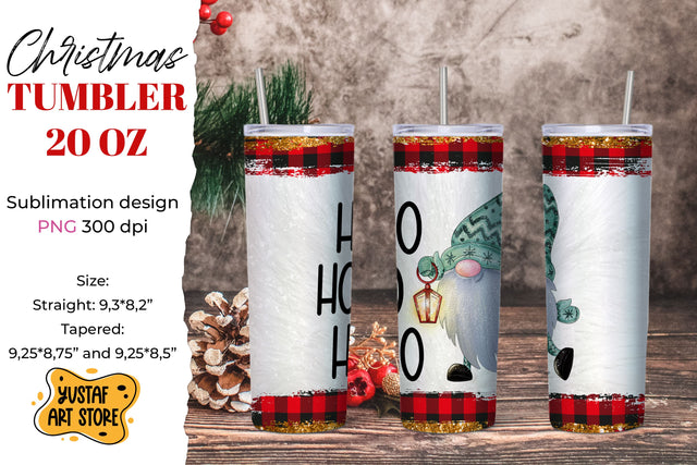 Christmas gnome "Ho ho ho" tumbler 20 oz sublimation wrap Sublimation Yustaf Art Store 