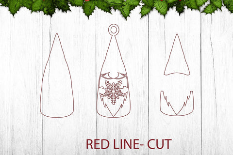 Christmas Gnome Laser cut . Christmas Bauble Ornament. SVG Samaha Design 