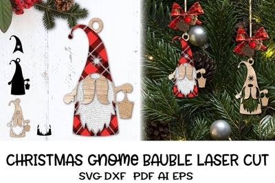 Christmas Gnome Laser cut file. Christmas Ornament Bauble. SVG Samaha Design 