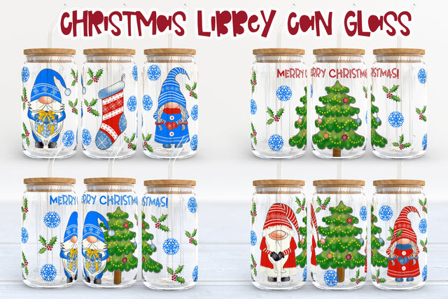 Christmas gnome libbey can glass | Christmas gnome PNG Sublimation Svetana Studio 