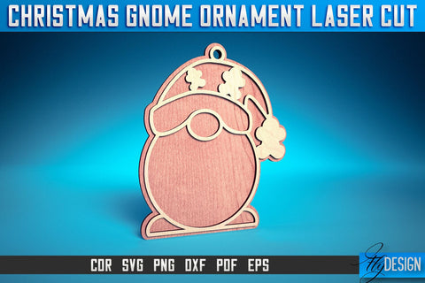 Christmas Gnome Ornament Card Laser Cut SVG | Christmas Laser Cut SVG Design | CNC Files SVG Fly Design 