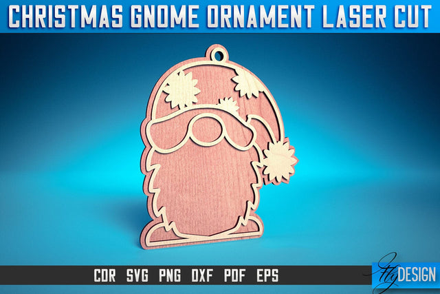 Christmas Gnome Ornament Card Laser Cut SVG | Christmas Laser Cut SVG Design | CNC Files SVG Fly Design 