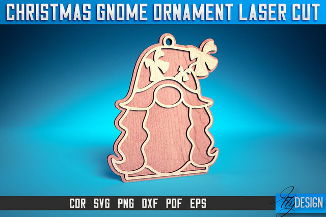 Christmas Gnome Ornament Card Laser Cut SVG | Christmas Laser Cut SVG Design | CNC Files SVG Fly Design 