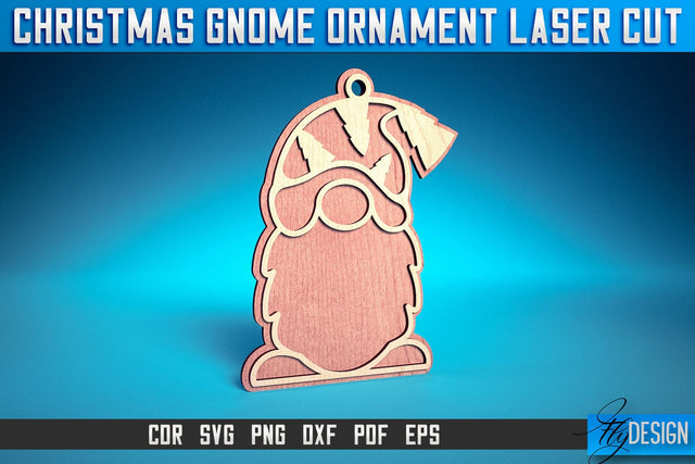 Christmas Gnome Ornament Card Laser Cut SVG | Christmas Laser Cut SVG Design | CNC Files SVG Fly Design 