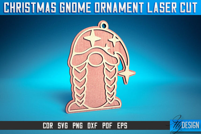Christmas Gnome Ornament Card Laser Cut SVG | Christmas Laser Cut SVG Design | CNC Files SVG Fly Design 