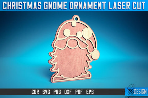 Christmas Gnome Ornament Card Laser Cut SVG | Christmas Laser Cut SVG Design | CNC Files SVG Fly Design 
