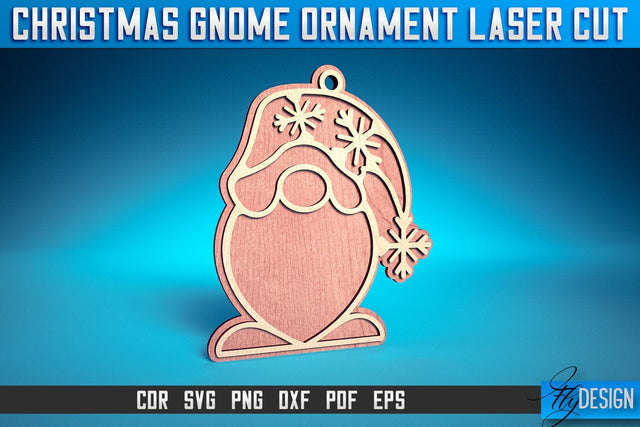 Christmas Gnome Ornament Card Laser Cut SVG | Christmas Laser Cut SVG Design | CNC Files SVG Fly Design 