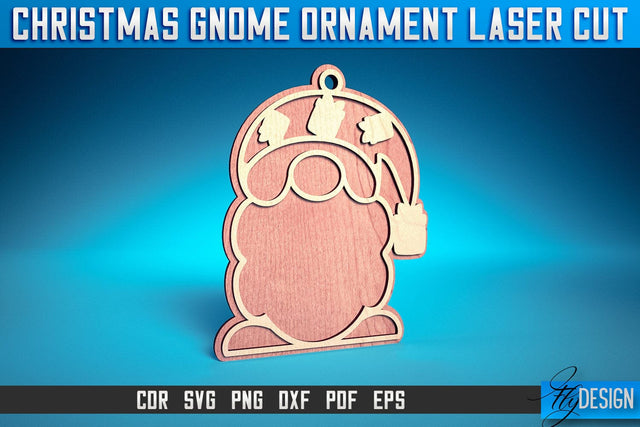 Christmas Gnome Ornament Card Laser Cut SVG | Christmas Laser Cut SVG Design | CNC Files SVG Fly Design 