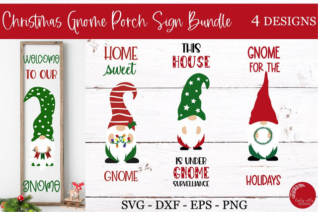 Christmas Gnome Porch Sign SVG-Porch Sign Bundle SVG Linden Valley Designs 