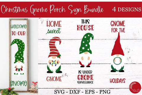 Christmas Gnome Porch Sign SVG-Porch Sign Bundle SVG Linden Valley Designs 