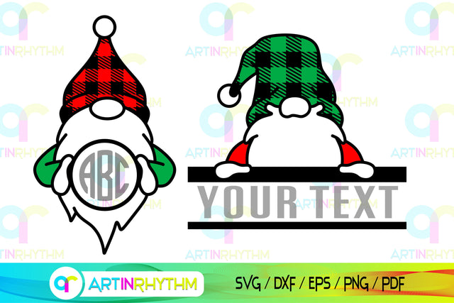 Christmas Gnome split monogram svg SVG Artinrhythm shop 