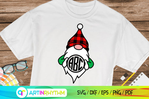 Christmas Gnome split monogram svg SVG Artinrhythm shop 