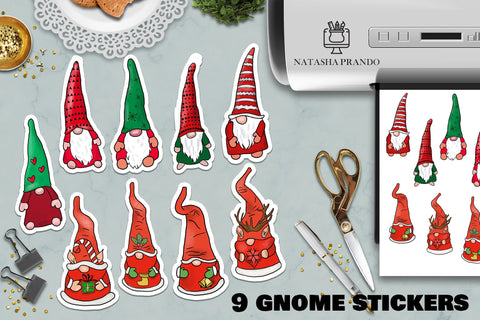 Christmas Gnome Stickers Bundle Sublimation Natasha Prando 