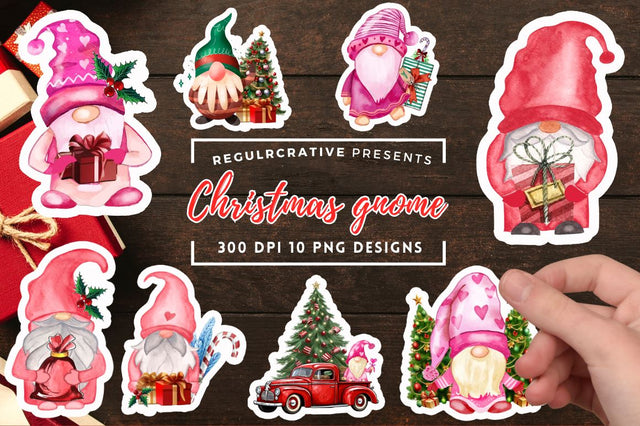 Christmas gnome stickers Bundle Sublimation Regulrcrative 