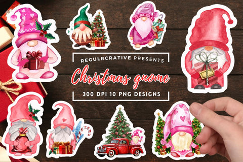 Christmas gnome stickers Bundle Sublimation Regulrcrative 