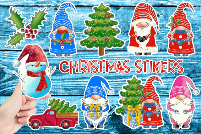Christmas gnome stickers | Printable Christmas stickers Sublimation Svetana Studio 