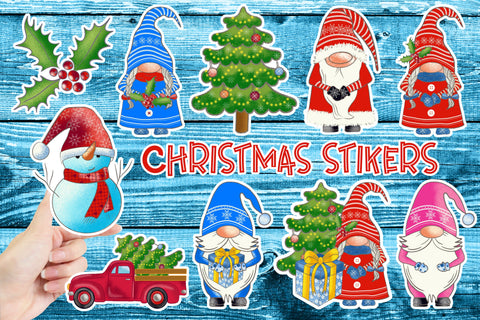 Christmas gnome stickers | Printable Christmas stickers Sublimation Svetana Studio 