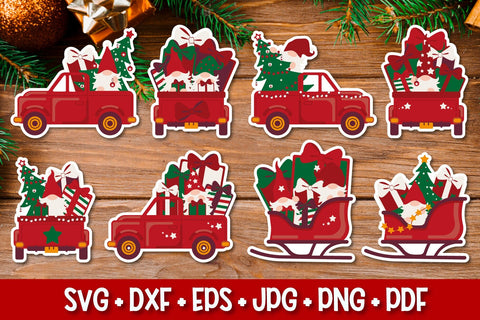 Christmas gnome stickers SVG| Printable Stickers for Cricut SVG TatiStudio 