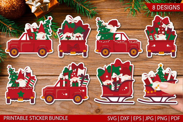 Christmas gnome stickers SVG| Printable Stickers for Cricut SVG TatiStudio 