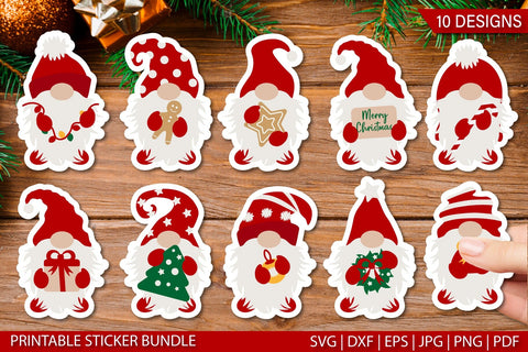 Christmas gnome stickers SVG| Printable Stickers for Cricut SVG TatiStudio 