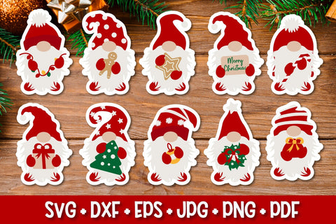 Christmas gnome stickers SVG| Printable Stickers for Cricut SVG TatiStudio 