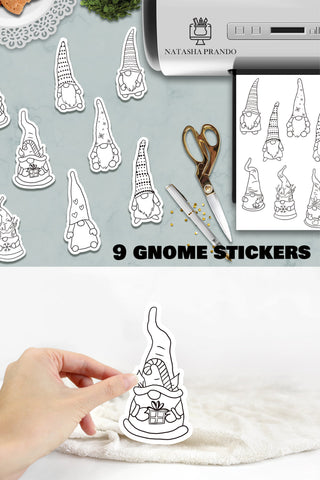 Christmas Gnome Stickers to color Sublimation Natasha Prando 