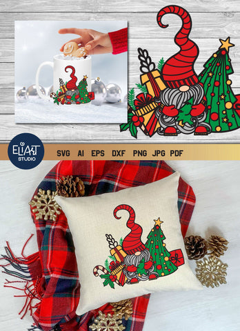 Christmas Gnome SVG, 3D Layered Gnome SVG, 6 Layers. 3D Paper Elinorka 