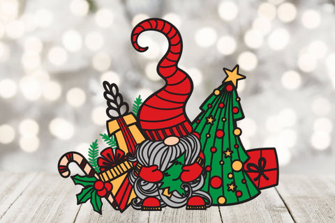 Christmas Gnome SVG, 3D Layered Gnome SVG, 6 Layers. 3D Paper Elinorka 