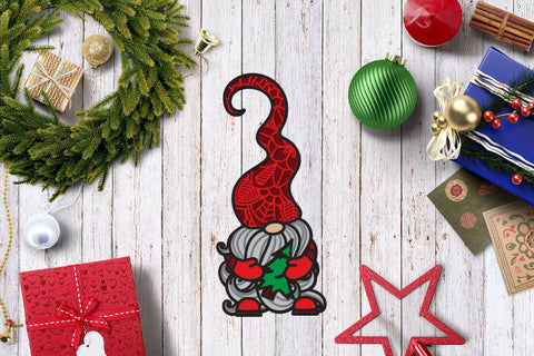 Christmas Gnome SVG, 3D Layered Gnome SVG, 8 Layers. 3D Paper Elinorka 