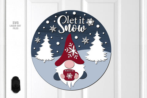Christmas Gnome SVG Laser Cut Files | Let It Snow SVG SVG Cloud9Design 