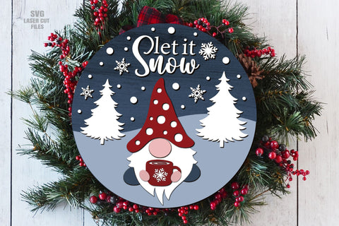 Christmas Gnome SVG Laser Cut Files | Let It Snow SVG SVG Cloud9Design 