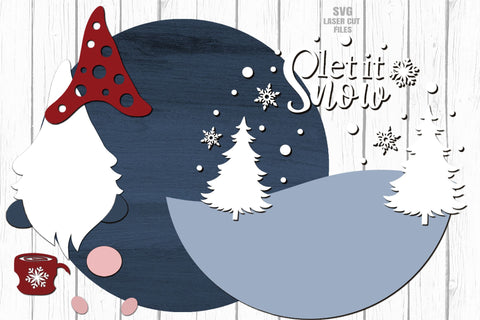 Christmas Gnome SVG Laser Cut Files | Let It Snow SVG SVG Cloud9Design 