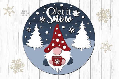Christmas Gnome SVG Laser Cut Files | Let It Snow SVG SVG Cloud9Design 
