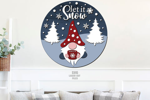 Christmas Gnome SVG Laser Cut Files | Let It Snow SVG SVG Cloud9Design 