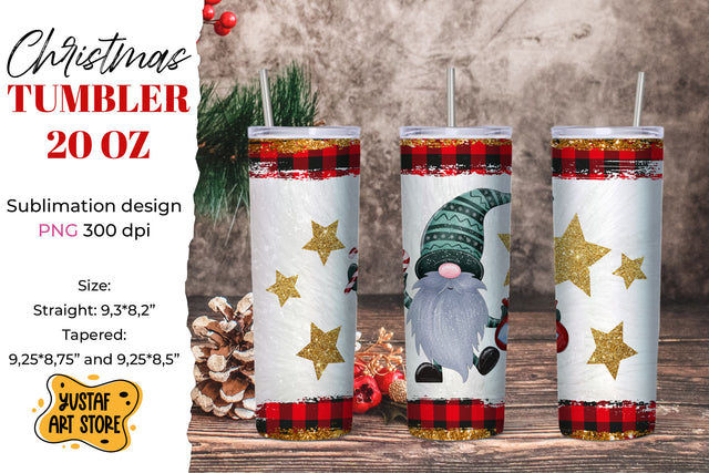 Christmas gnome tumbler sublimation wrap gold stars Sublimation Yustaf Art Store 