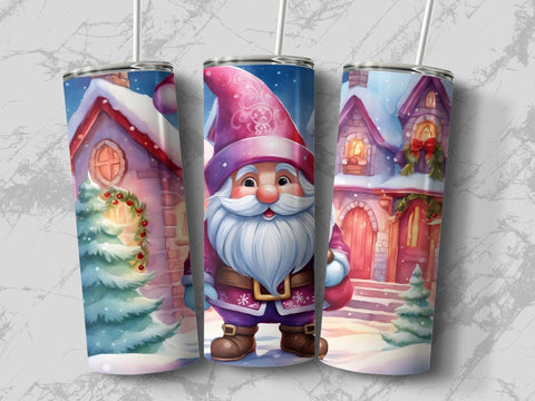 Christmas Gnome Tumbler wrap PNG Sublimation Luvleigh Digitals 