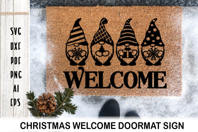 Christmas Gnome. Welcome Door mat. Christmas Door mat SVG. SVG Samaha Design 