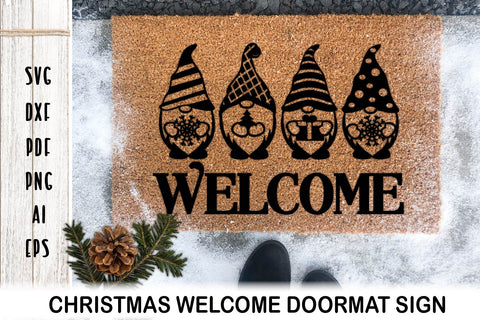 Christmas Gnome. Welcome Door mat. Christmas Door mat SVG. SVG Samaha Design 
