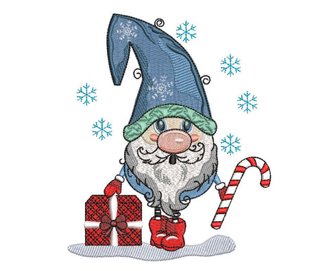 Christmas Gnome with cane and gift Machine Embroidery Embroidery/Applique DESIGNS Canada Embroidery 