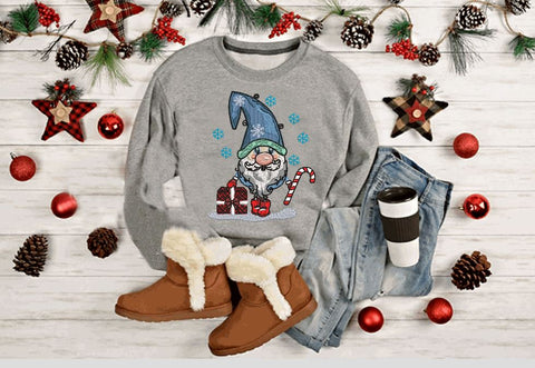 Christmas Gnome with cane and gift Machine Embroidery Embroidery/Applique DESIGNS Canada Embroidery 
