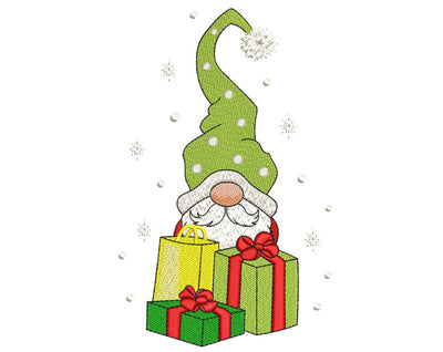 Christmas Gnome with Gifts Embroidery Design, 3 sizes, Instant Download Embroidery/Applique DESIGNS Nino Nadaraia 