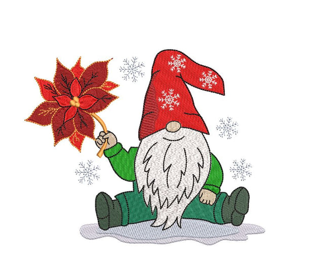 Christmas Gnome with poinsettia Machine Embroidery Embroidery/Applique DESIGNS Canada Embroidery 