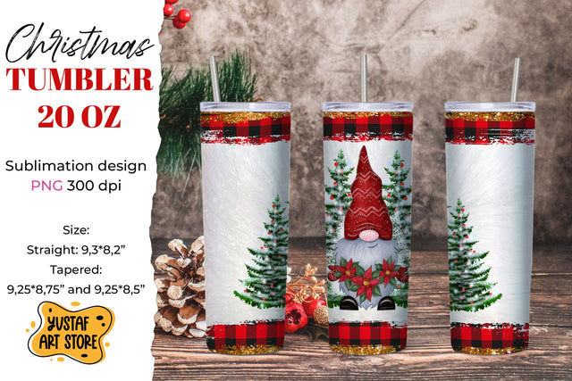 Christmas gnome with poinsettia tumbler sublimation design Sublimation Yustaf Art Store 