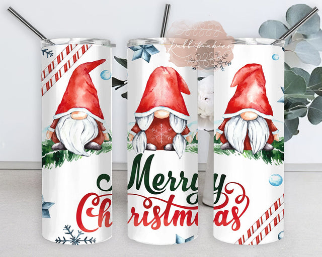 Christmas Gnomes 20oz Skinny Tumbler, Merry Christmas Tumbler Png, Santa Gnomes Tumbler Design, Christmas Tumbler Template, Digital Download Sublimation Rabbitmakies 