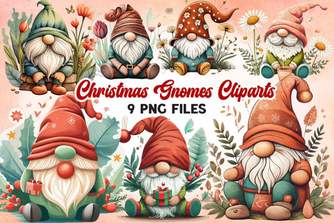 Christmas Gnomes Cliparts,PNG Christmas Sublimation Rupkotha 
