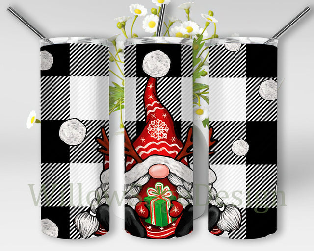 Christmas Gnomes Design Png, Gnome 20oz Skinny Tumbler, Christmas Plaid Tumbler Wrap, Merry Christmas Tumbler Png, Gnome Sublimation Design, Digital Download Sublimation WillowSageDesign 