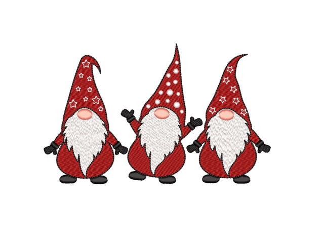 Christmas Gnomes Embroidery Design, 3 Gnomes Machine Embroidery Design, 4 sizes, Instant Download Embroidery/Applique DESIGNS Nino Nadaraia 