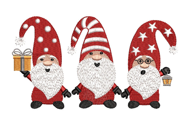 Christmas Gnomes Embroidery Design, 3 Gnomes Machine Embroidery Design,Holiday Embroidery Designs, 4 sizes, Instant Download Embroidery/Applique DESIGNS ArtEMByNatalia 
